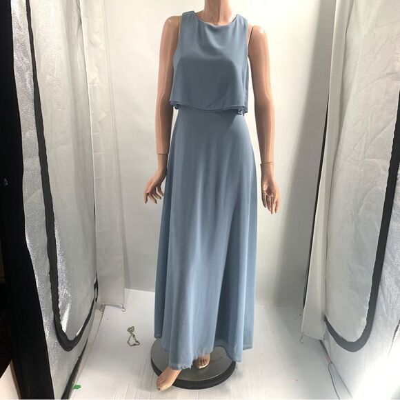 Lulu’s SIZE XS Powder Blue  Sleeveless nw/Open Back Detail andDefined Waist Gown - Picture 1 of 10